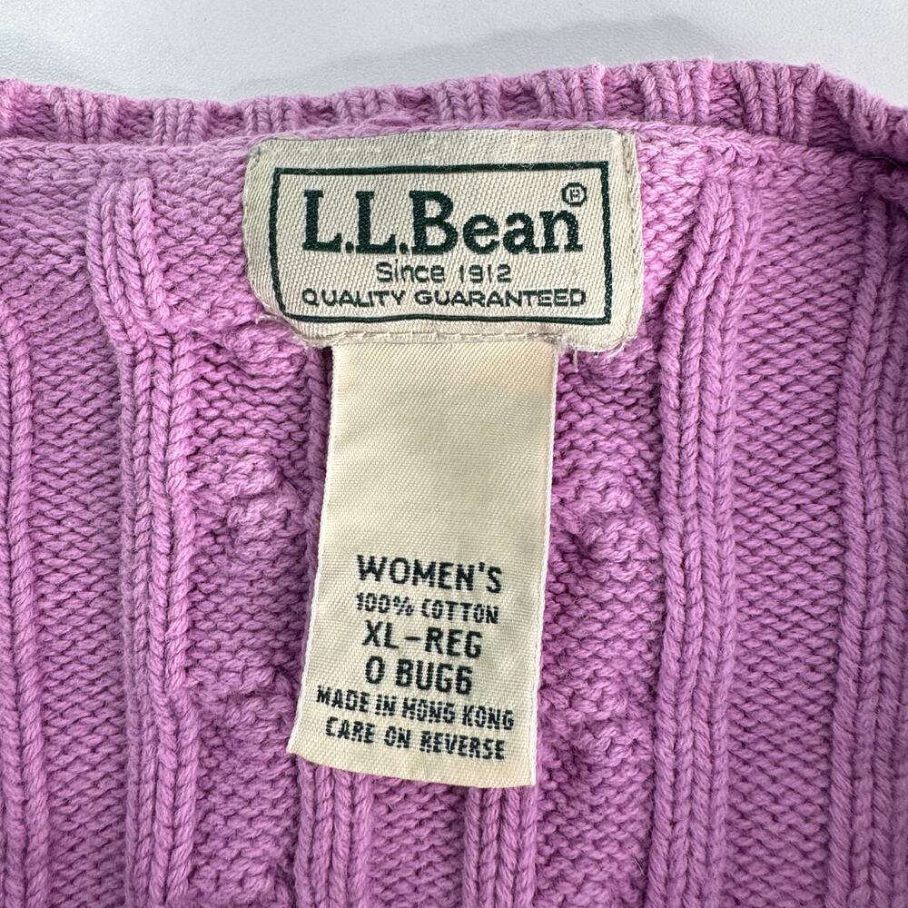 Vintage LL Bean 100% Cotton Sweater Cable Knit Fisherman Pink Women’s XL - Picture 5 of 7